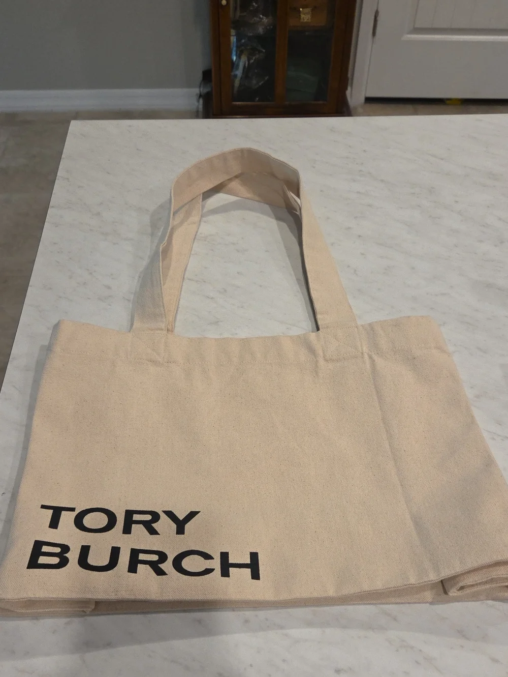 Tory Burch Beige Canvas Logo Tote Size Large